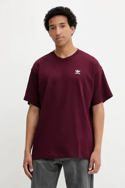 Bavlněné tričko adidas Originals Essentials pánské, vínová barva, KT0779