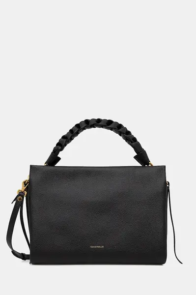 Kožená kabelka Coccinelle fialová barva