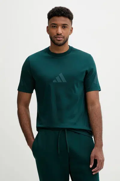 Bavlněné tričko adidas x Z.N.E pánské, zelená barva, s potiskem, JW4736