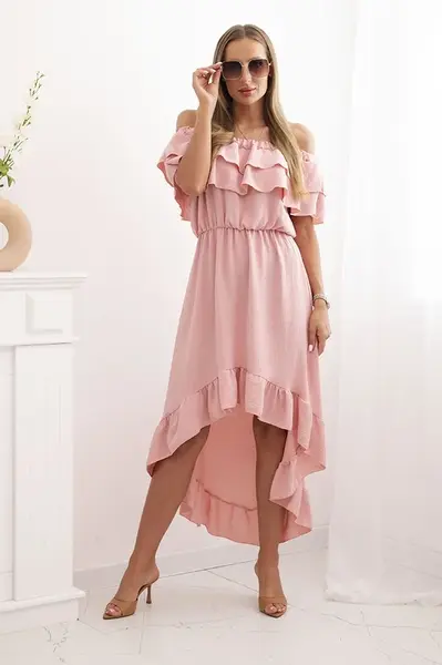 Kesi Włoski Dámské šaty hispánka s delším zadním dílem tmavě růžová