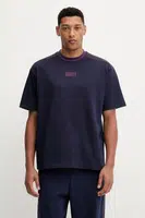 Bavlněné tričko EA7 Emporio Armani pánské, tmavomodrá barva, s aplikací, AF12957.7X000404
