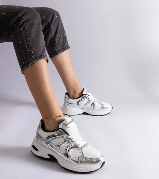 Gemre White-silver Ena sports sneakers