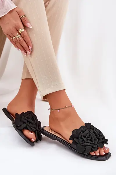 Boto Ploché Dámské Pantofle S Mašlí Černé Tobin