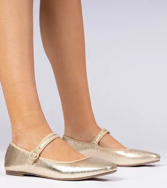Gemre Golden women's ballet flats with rhinestones Marcelina