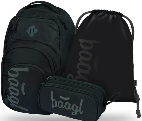 3 SET Coolmate Black: batoh, penál, sáček - -