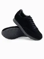 Ombre Men's sports shoes sneakers in eco leather with suede finish- black
