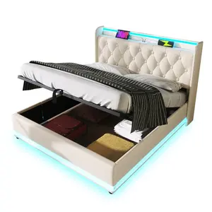 FLIEKS ČALOUNĚNÁ POSTEL 160x200 LED USB-C Úložný Prostor