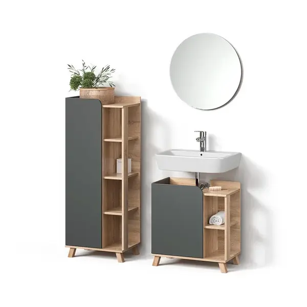 Livinity® KOUPELNOVÝ NÁBYTEK Marano, Antracit, 3dílná