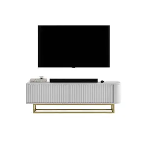 Meble Lindner TV STOLEK Aurora bílý matný 140 cm s kovovým rámem
