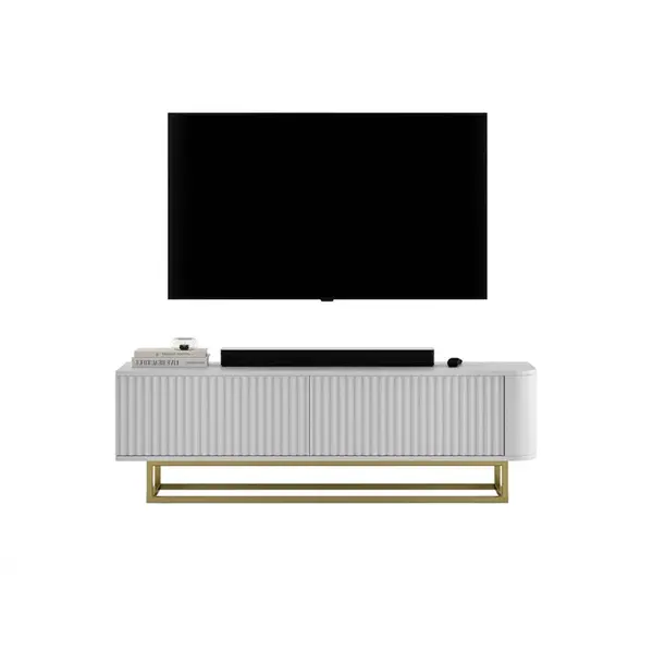 Meble Lindner TV STOLEK Aurora bílý matný 140 cm s kovovým rámem