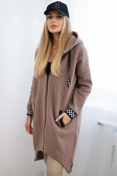 Mocca mikina s kapucí na zip