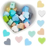 40Pcs 10 Colors Heart Silicone Beads