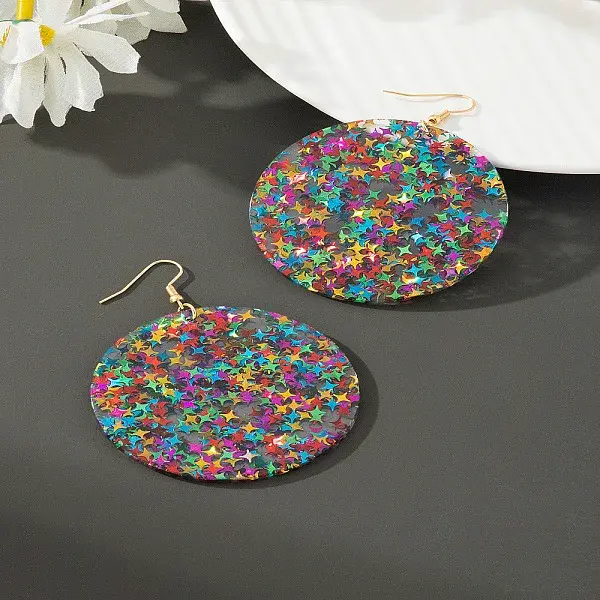 Acrylic Glitter Dangle Earrings for Women