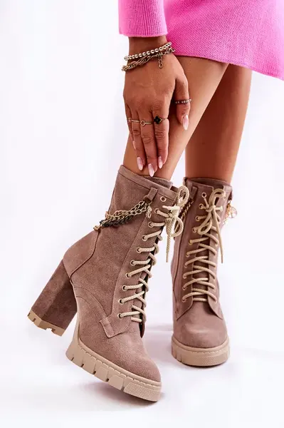 Boto Semišové šněrovací boty Lewski Shoes 3244 / G Béžove