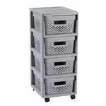 Regál Curver Infinity Dots 4x11L se zásuvkami světle šedý