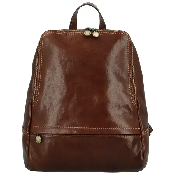 Dámský kožený batoh tmavě hnědý - Delami Vera Pelle Mallory