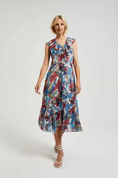 Women's floral midi dress MOODO - red