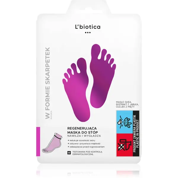 L’biotica Masks regenerační maska na chodidla ve formě ponožek 32 ml
