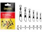 Delphin karabinka s obratlíkem rolling swivel with safety snap 10 ks - velikost 8 nosnost 5 kg
