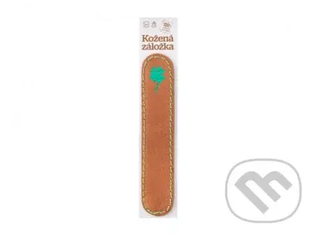 Obšitá záložka Štvorlístok (obrázok zelený, farba kože hnedý semiš)
