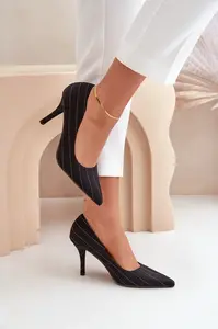 PG2 Materiálové Dámské Lodičky V Proužku Černé Tifidra