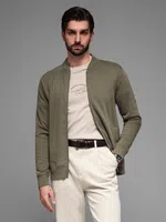 Ombre Cotton unbuttoned men's sweatshirt bomber - khaki