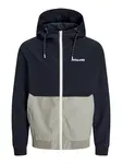 JACK & JONES Prechodná bunda 'JJERush'  námornícka modrá / sivá / biela