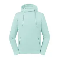Niebieska bluza unisex Pure Organic High Collar Hooded Sweat Russell