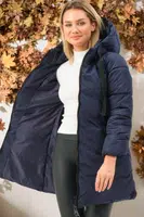 Z6773 DEWBERRY WOMEN'S COAT-PLAIN NAVY BLUE