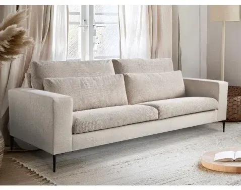 Trojmístná pohovka Romeo, béžová strukturovaná látka