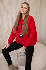 Bavlněná souprava zateplená mikina + legíny červené