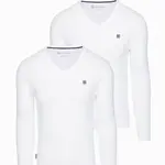 Ombre Set of 2x men's SLIM FIT longsleeve with logo and V-neck
