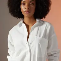 DEFACTO Oversize Wide Fit Poplin Long Sleeve 100% Cotton Shirt