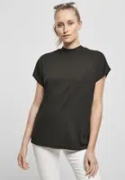 Dámské oversized tričko viskózového střihu na rukávu černé