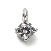 925 Sterling Silver Clear Cubic Zirconia Flat Round Charms