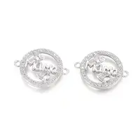 Brass Micro Pave Clear Cubic Zirconia Links connectors