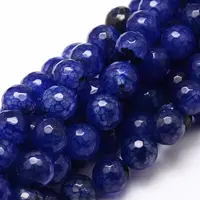 Dyed Natural Agate Faceted Round Beads Strands