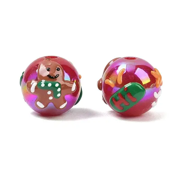 Christmas UV Plating Opaque  Acrylic Beads