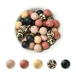 50Pcs 5 Styles Round Silicone Focal Beads
