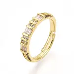 Brass Micro Pave Clear Cubic Zirconia Cuff Rings for Women