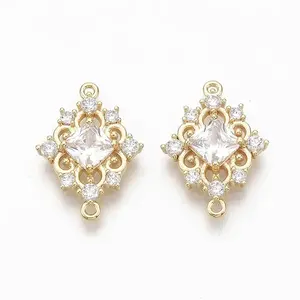 Brass Clear Cubic Zirconia Links connectors