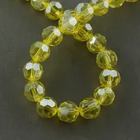 Faceted(32 Facets) Electroplate Glass Bead Strands