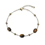 Real 18K Gold Plated Stainless Steel Natural Tiger Eye Handmade Chain Bracelets for Women