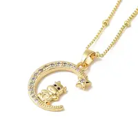 Brass Micro Pave Clear Cubic Zirconia Pendants Necklaces