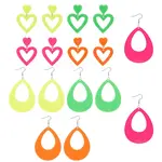 8 Pairs 8 Style Acrylic Heart & Teardrop Dangle Stud Earrings with Steel Pins for Women