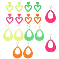 8 Pairs 8 Style Acrylic Heart & Teardrop Dangle Stud Earrings with Steel Pins for Women