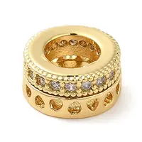 Brass Micro Pave Cubic Zirconia European Beads