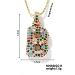 Brass Pave Colorful Cubic Zirconia Letter Pendant Box Chain Necklaces
