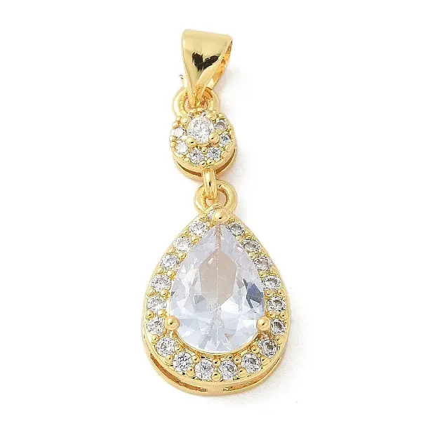 Brass Micro Pave Cubic Zirconia Pendants
