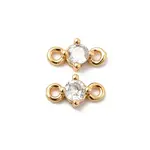 Brass Pave Clear Cubic Zirconia Connector Charms